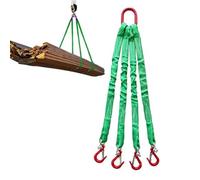 This Heavy Duty Polyester Web Slings with Grab Hooks - 4 Leg Bridle Belt for Crane & Truck Towing, High Strength, Durable Lifting Equipment, Safe Load Support