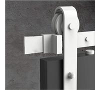 This Heavy Duty Sliding Barn Door Hardware Kit, Low Profile Flat Track System for Smooth Operation on Double Wooden Doors
