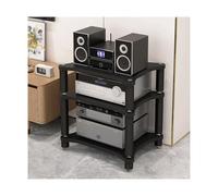 This Hifi Stand Stereo Rack with Shock Absorbing Feet, Wooden AV Media Cabinet for CD Player, Receiver, Living Room, Nero, 1 Tier