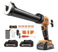 THIS HILL 10oz /300ml Electric Caulking Gun,20V Battery Powered Caulk Gun w/Two 2.0Ah Battery,4 Speeds,9Pcs Silicone Caulking Tools,Dripless Caulking Gun for Sealing&Filling