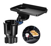 This Hill 2 Pack Cup Holder Tray for Car, 2 in 1 Detachable Car Food Table Tray with Solid Base & Phone Slot,Car Cup Holder Expander with 360°Rotation Tray for Travel Road Essentials Accessories
