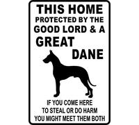 This Home Protected By A Great Dane Signs Warning Traffic Road Street Caution Sign Safety Sign Indoor Or Outdoor Signs For Home Office Work 8X12 Inches