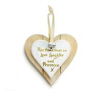 THIS HOME RUNS ON LOVE LAUGHTER AND PROSECCO DOUBLE LAYERED CHIC N SHABBY HANGING HEART