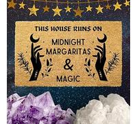 This House Runs On Midnight Margaritas and Magic Practical Magic Welcome Mat Non Slip Floor Mat for Home Bathroom Kitchen Entrance 24X16 Inch