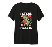 This I Steal Hearts T-Rex Dinosaur Valentine's Boys Kids Premium T-Shirt