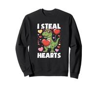 This I Steal Hearts T-Rex Dinosaur Valentine's Boys Kids Sweatshirt