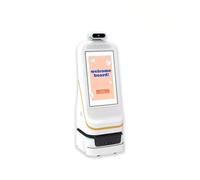 This Intelligent Service Robot, Made of ABS Sheet Metal, Features an Integrated Laser ranging System for high-Precision Navigation and is Designed for Hotel Reception.