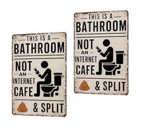 This is a Bathroom Not an Internet Cafe Vintage Metal Tin Sign Funny Humorous Wall Art Decor Rustic Aluminum Poster for Home Restroom Office Dorm Farmhouse 8x12 Inch with Poop Emoji(2pcs)