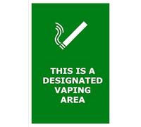 This is a Designated Vaping Area | 30cm x 20cm | Green - PVC Plastic Sign for Workplaces, Public Spaces, Outdoor Facilities, Vaping Zones | UK-Made with Renewable Energy