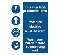 This Is A Food Production Area - Self Adhesive Sticker Sign - Various Sizes To Choose From Either A5 Or A4 - Catering Equipment HSE Sign (A5 200x150mm)