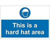 This is a hard hat area safety sign - 1.2mm rigid plastic 300mm x 200mm