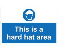 This is a Hard hat Area Safety Sign - 1.2mm Rigid Plastic 300mm x 200mm Case (Pack of 5)