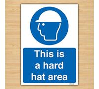 This is a hard hat area Sign - Site Safety Signs (1mm rigid plastic, 148 x 210mm A5)