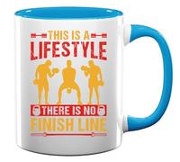This is A Lifestyle There is No Finish Line Training Graphic Ceramic Tea Coffee Mug Light Blue