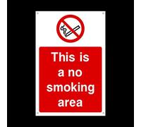 This is a no smoking area Plastic Sign with 4 Pre-Drilled Holes - No Smoking/Building/Premises/Hotel (PS50)
