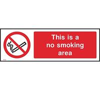 This is a No Smoking Area Sign - 150mm x 50mm - Self Adhesive Sticker (PS5)