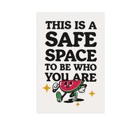 This Is A Safe Space, Counseling Office Decor, Mental Health Retro Cartoon Watermelon Poster Canvas Poster Wall Art Decor Print Picture Paintings for Living Room Bedroom Decoration 16x24inch(40x60cm)