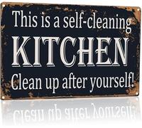 This is a Self-Cleaning Kitchen Clean Up After Yourself Vintage Metal Sign Farmhouse Kitchen Decor Restaurant Wall Decor 8X12 Inch