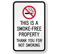 This is A Smoke-Free Property Thank You for Not Smoking Metal Sign Aluminum Warning Tin Signs For Outdoor Business Yard Lawn Farmhouse Garden Patio Wall Decor 8x12 Inch