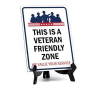 This is a Veteran-Friendly Zone: We Value Your Service Table Sign With Acrylic Stand (6x8“) Honor Veterans with Military Table Signs | US Pride | Veteran Gratitude