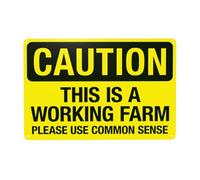 This Is A Working Farm Please Use Common Sense Metal Warning Sign with Easy Install for Indoor Outdoor Security, Business Office Home Garden Street Decor 30 x 20 cm