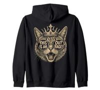 This Is An Outrage - Funny Cat Crown Sarcastic Slogan Humor Zip Hoodie