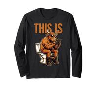 This is Bull Sitting On A Toilet Funny Vintage Mens Graphics Long Sleeve T-Shirt