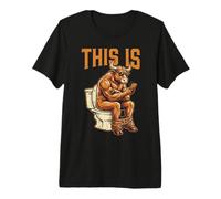 This is Bull Sitting On A Toilet Funny Vintage Mens Graphics Premium T-Shirt