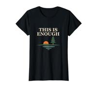 This is Enough Quiet Lake Reflection Landscape Graphic Value Graphic T-Shirt, Women, Black, M