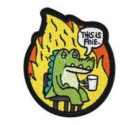This is Fine Crocodile Patch, Funny Iron On Morale Military Patch Creative Meme Embroidered Patches Embroidered Applique Patches with Magic Tape Backing for Backpacks Jackets Jeans Vests Clothes