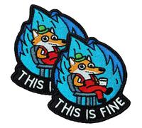 This is Fine Dog Patch,2 PCS Funny Cute Humorous Trendy Meme Blue Patches with Hook and Loop,Embroidered Military Tactical Morale Emblem for Clothes, Backpacks, Jackets, Vests, Cap & More