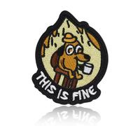This Is Fine Dog Patch, Famous Internet Meme Embroidered Iron On and Sew On Patch, 3.2"x2.6" for Backpack, Hoodie Jacket Hat or Clothes, Funny Relatable Gift for Gamers, Burnt-Out Workers & Introverts