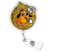 This is Fine Funny Badge Reel, Cute Dog Badge Holder with Retractable Clip, Nursing Student ID Name Badge Clip, RN LPN CNA MA Medical Worker Nurse Teacher Doctor Work Badge Buddy