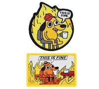 This is Fine Funny Morale Applique Patch 2-Pack Set, Woven, Hook & Loop Fastener/Backing, Tactical Accessory for Clothing-Jackets-Hats-Backpacks