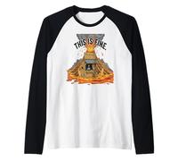 This is Fine Funny Volcano Coffee Shack Ukulele Meme Raglan Baseball Tee