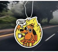 This is fine meme car air freshener | fire dog meme | scented | viral meme gift | stocking filler | secret Santa | joke present
