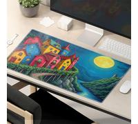 This Is Fine Mouse Pad Magical Night Village By The River Mouse Pad Mouse Pads For Desk Funny Mouse Pads For Work