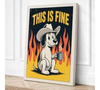 This Is Fine Retro Canvas Wall Art Print 24x16 Inch (61 x 41 cm)