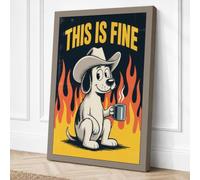 This Is Fine Retro Canvas Wall Art Print 24x16 Inch (61 x 41 cm)