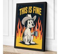 This Is Fine Retro Canvas Wall Art Print 24x16 Inch (61 x 41 cm)