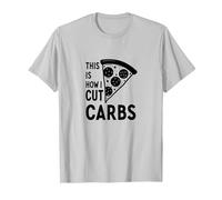 This is How I Cut Carbs Pizza Slice Funny Diet T-Shirt, Men, Silver, M