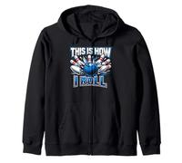This Is How I Roll Funny Bowling Ball and Pins Design Zip Hoodie