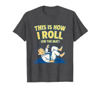 This is How I Roll On The Mat BJJ Jiu-Jitsu Martial Arts T-Shirt, Men, Dark Heather Grey, Large