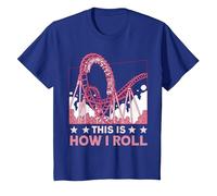 This is How I roll Rollercoaster T-Shirt, Youth, Royal Blue, Large
