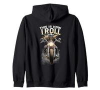 This Is How I Roll Skeleton Rider - Biker Lifestyle Graphic Zip Hoodie