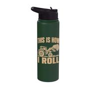 This is How I Roll Tractor Hay Bale Farmer Design Stainless Steel Insulated Water Bottle