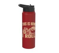 This is How I Roll Tractor Hay Bale Farmer Design Stainless Steel Insulated Water Bottle
