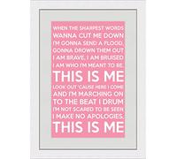 This Is Me (Lyrics) - Pink - A4 White Frame - Great Valentines Day Gift