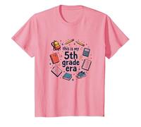 This is My 5th Grade Era Nostalgic School Supplies Fun T-Shirt, Kids, Pink, 10 Years