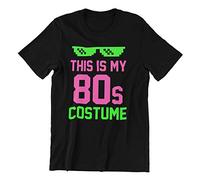 This is My 80s Costume - Colourful Fancy Dress Idea for Party - Men Women T Shirt Top, Small - Mens, Black